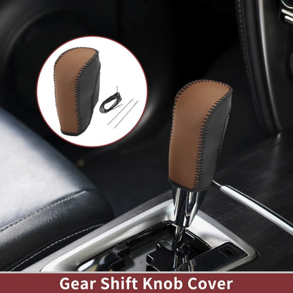 1Pc Gear Shift Knob Cover for Ford Fiesta (2009–2012) Brown Faux Leather