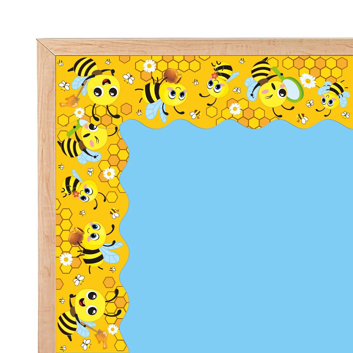Set of 4 Summer Bee Bulletin Board Borders - Yellow Honeycomb Design