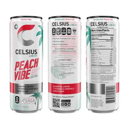 Sparkling White Peach for Celsius Peach Vibe (Pack of 12)
