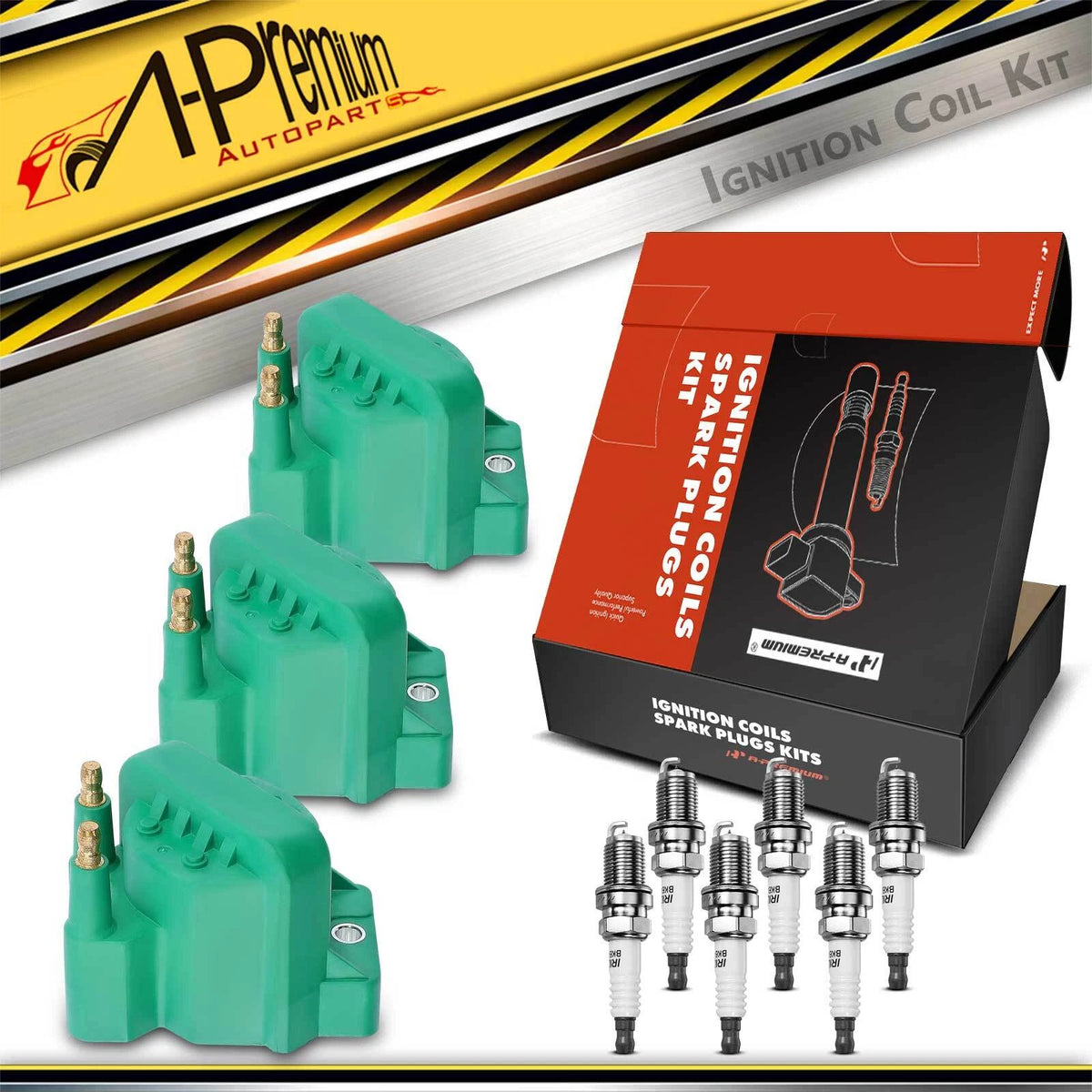 3X Ignition Coil & 6X Iridium Spark Plug for Chevrolet Cadillac Buick (DR39X, TR55)