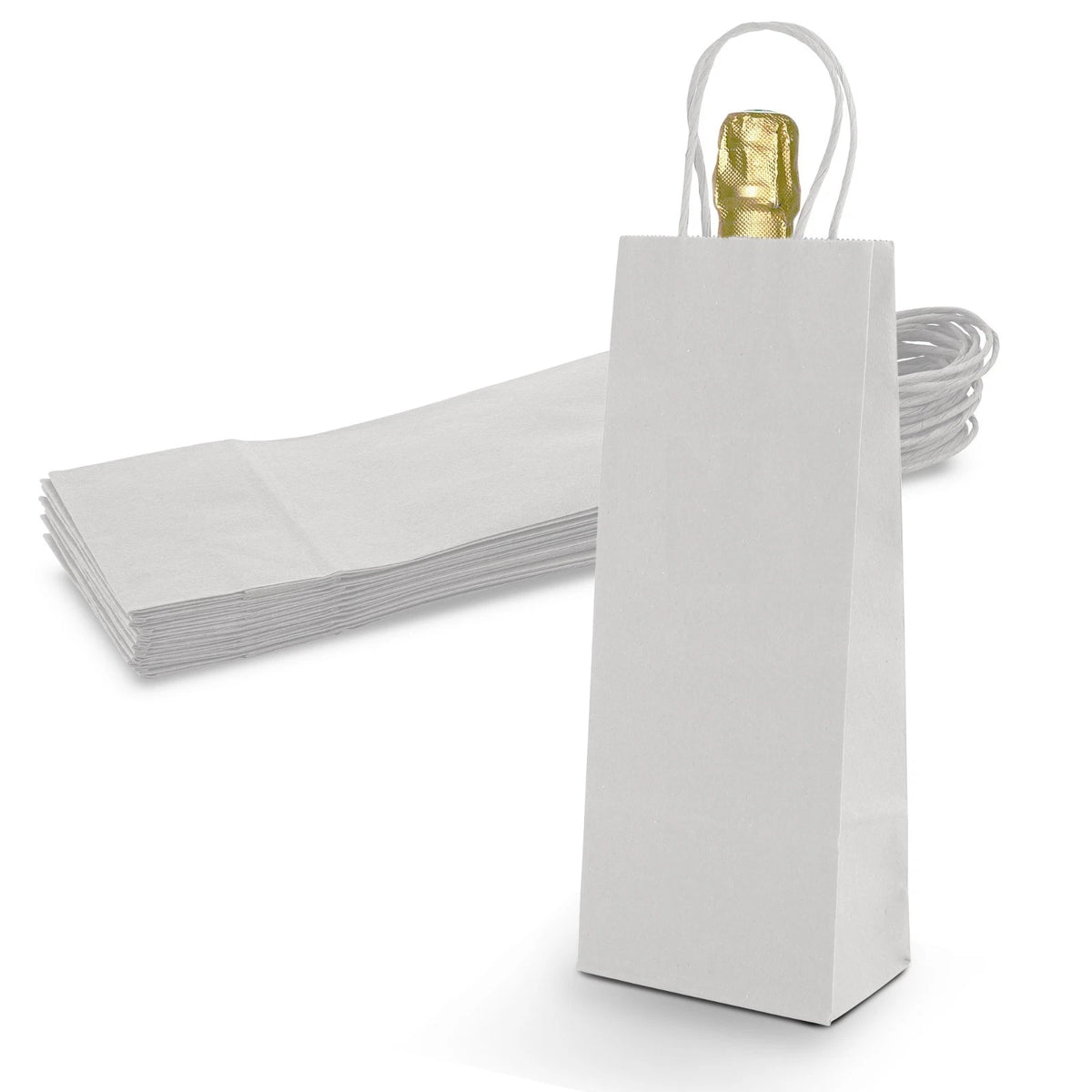 Pack of 120 White Paper Wine Gift Bags with Handle