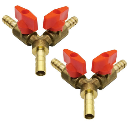 2X 3/8" Hose Barb Y Shaped 3 Way Ball Valve for Air Compressor