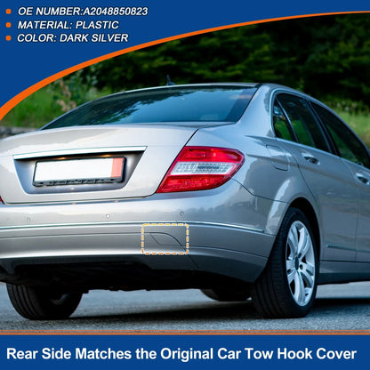 Rear Car Bumper Tow Hook Cover for Mercedes-Benz W204 (2007–2014) No.A2048850823 Dark Silver