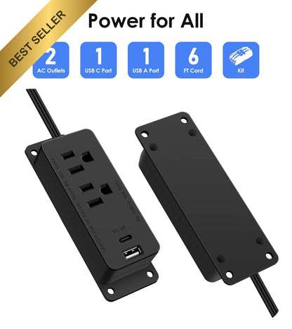 Power Outlet Kit with USB C Port for Gun Safe (6FT)