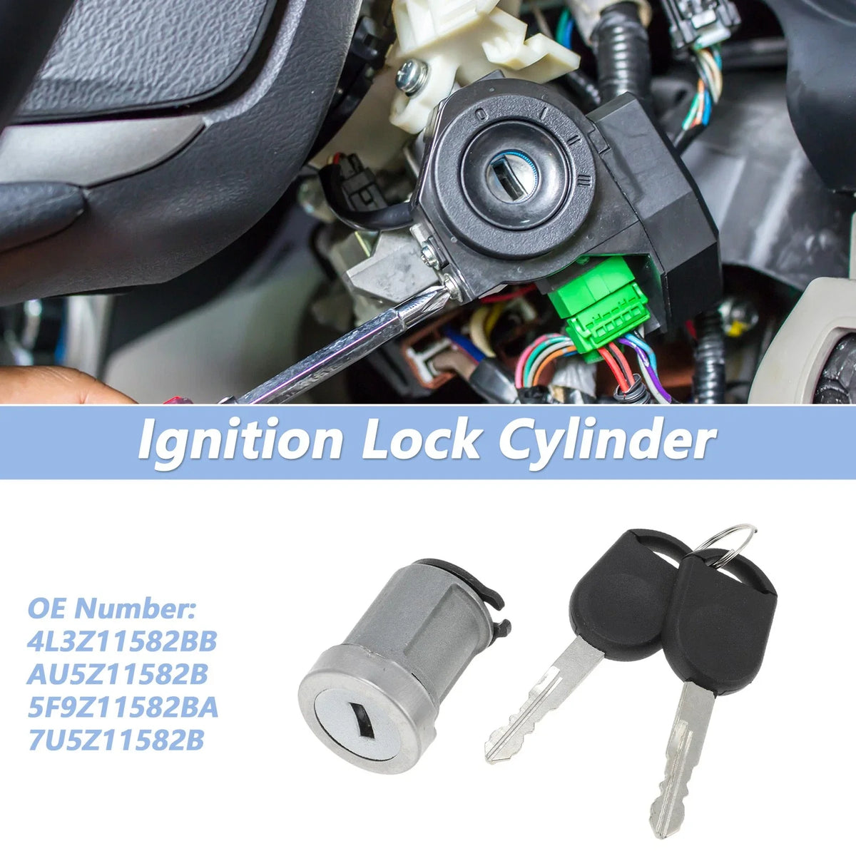Ignition Lock Cylinder No.4L3Z11582BB for Ford F150 (2004–2020) with 2 Keys