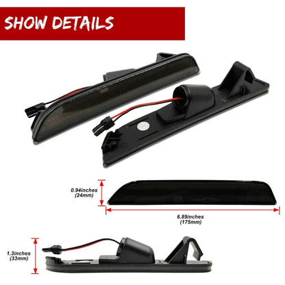 2X Smoked Lens Rear Bumper Side Marker Red LED Lights for Ford Mustang (2010–2014)