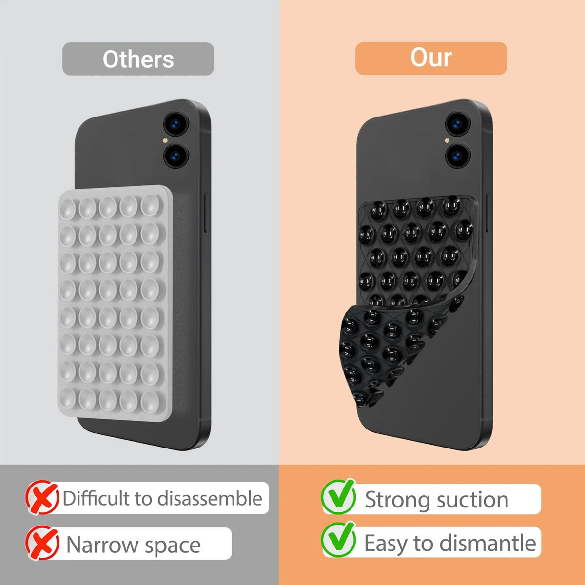 6X Silicone Double-Sided Suction Cup Phone Case for Universal Use (All Years)