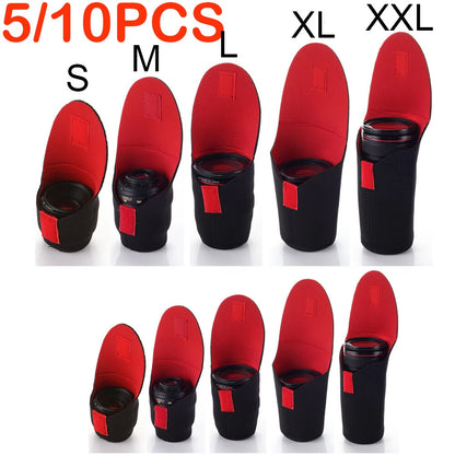Set of 5 Neoprene DSLR Camera Lens Soft Protector Pouch Bag Case S M L XL XXL