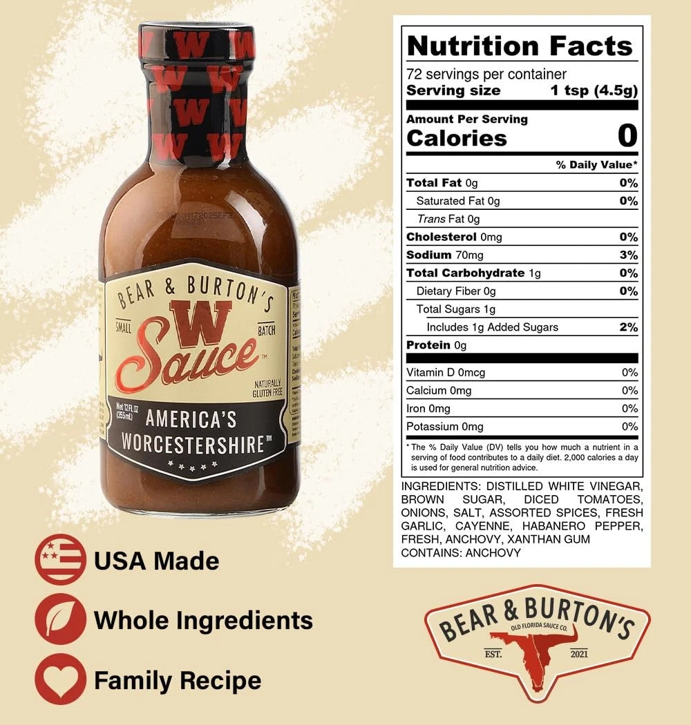 2X Bear and Burton's W Sauce for Distinctive Worcestershire Blend