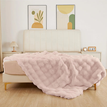 Cozy Faux Fur Twin Blanket 60x80 for Living Room Bedroom
