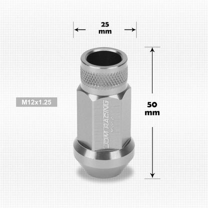 Set of 20 M12X1.25 Gunmetal Open End Cone Seat Hex Rim Lug Nuts + Extensions