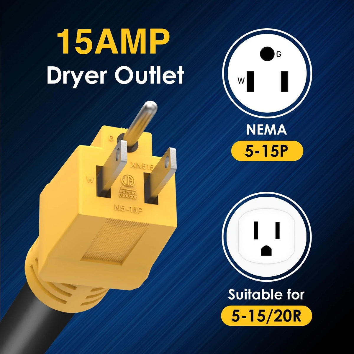 NEMA 5-15P to 10-30R Dryer Adapter for Household Use