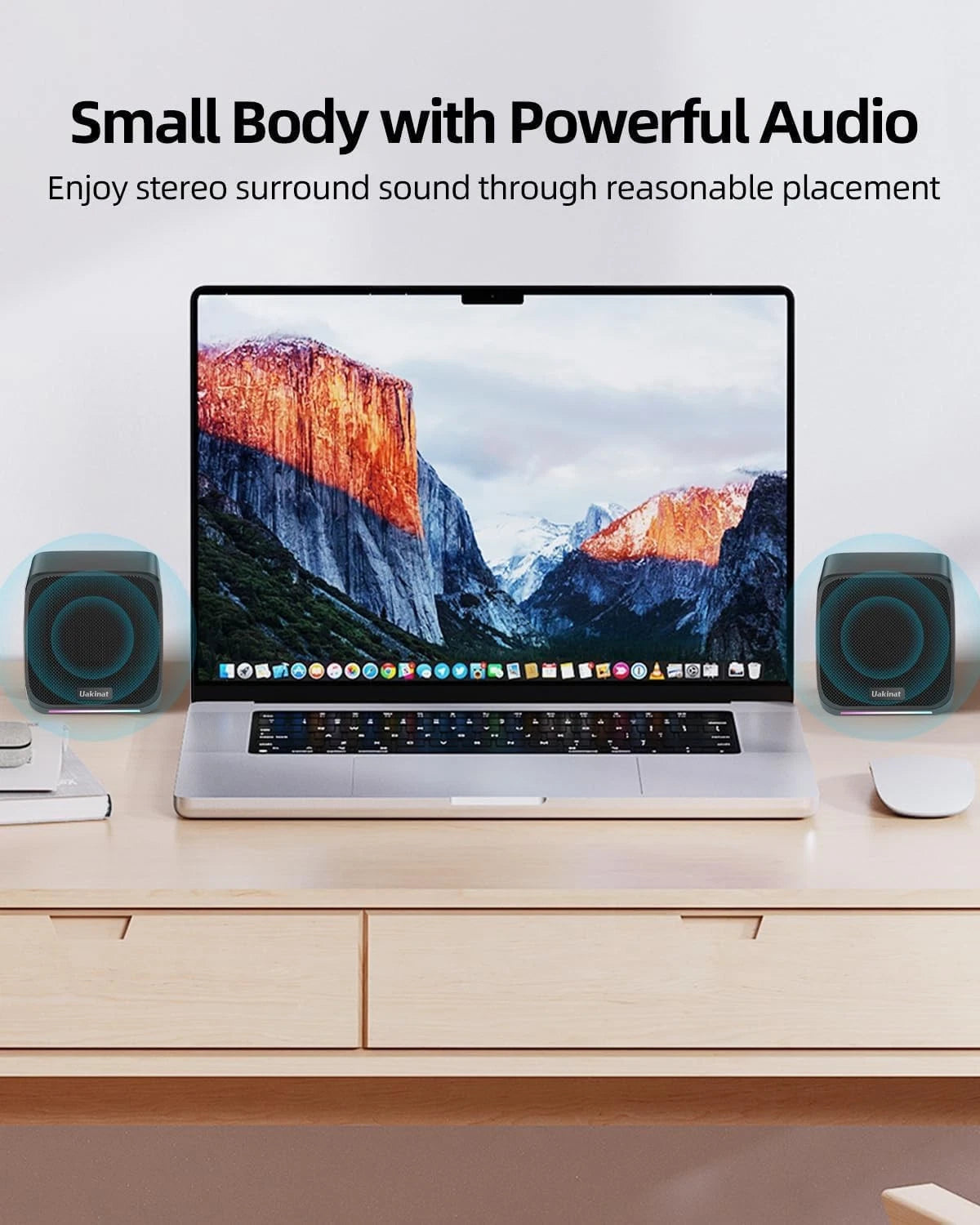 USB Powered Desktop Speakers for PC Laptop Tablet Phone (Compact)