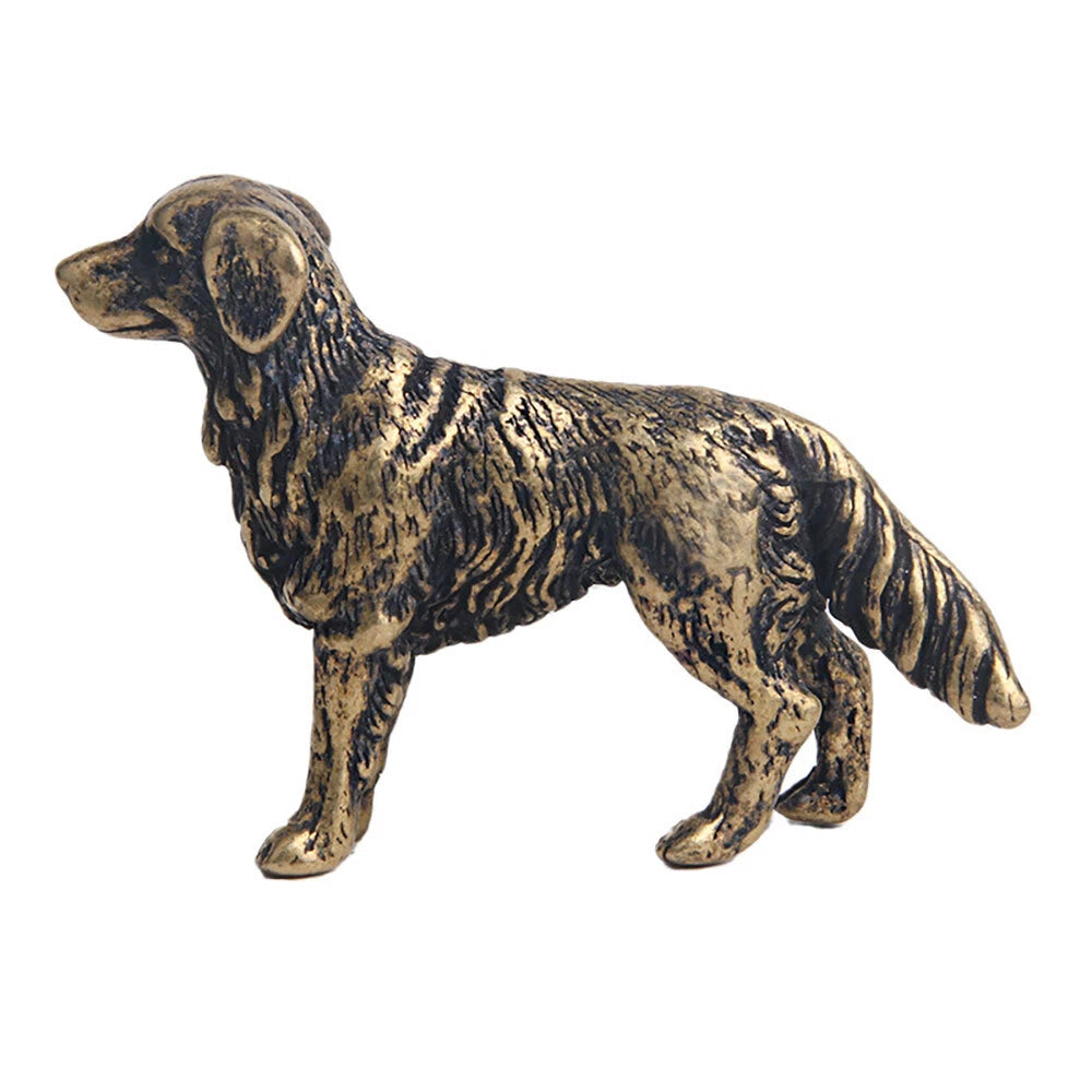 Small Dog Statue Solid Brass Figurine for Home Decoration
