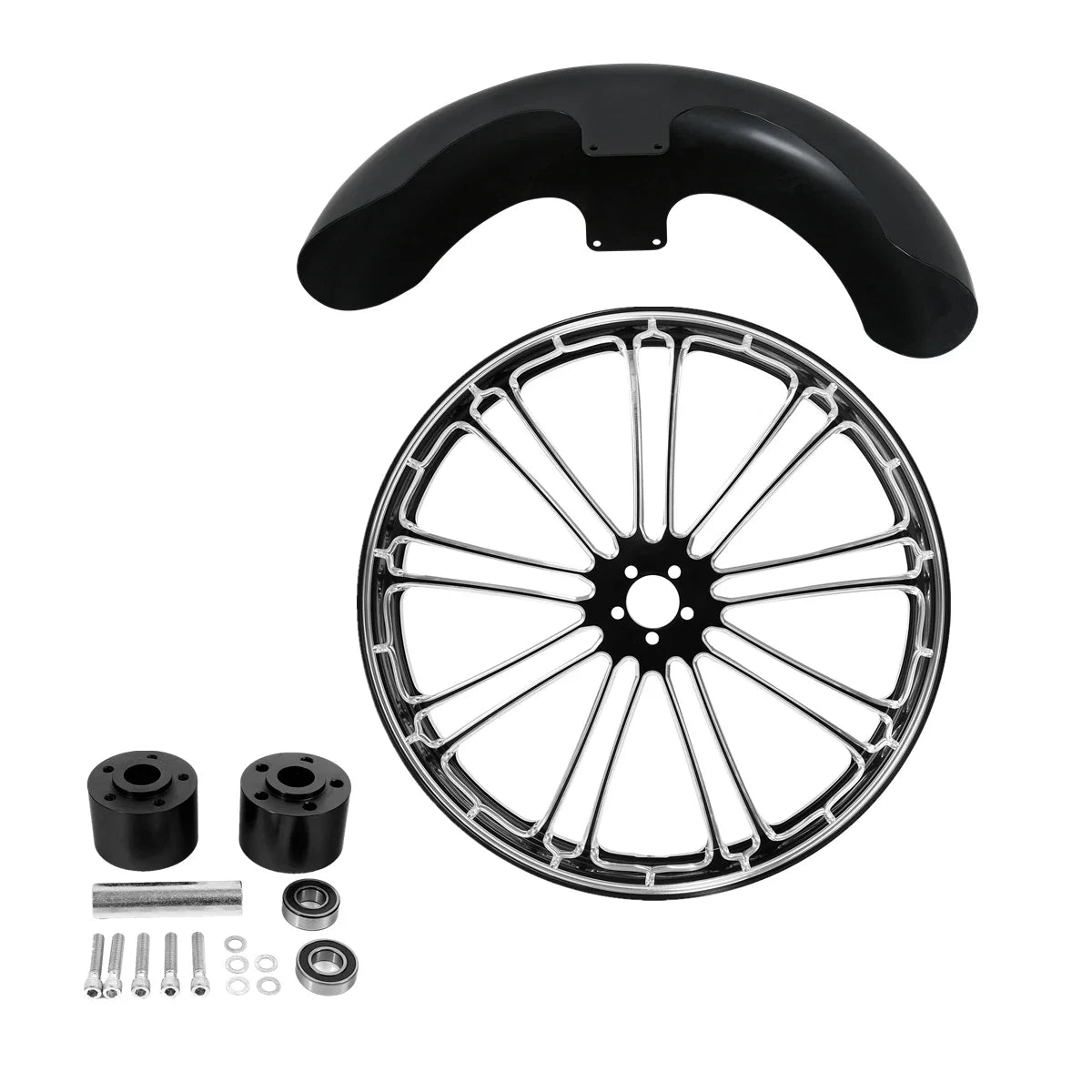 23" Front Fender & Wheel Rim Dual Disc Hub for Harley Electra Glide (2008–2023)