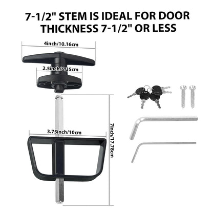 T-Handle Lock Kit for Shed Door with 5 Keys, 7.5 Inch, Black