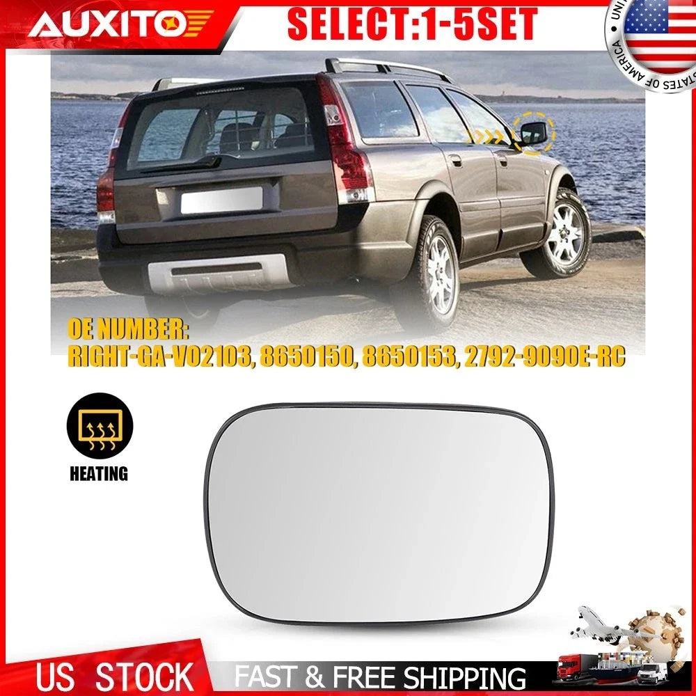 Heated Right Mirror Glass w/ Backing Plate for Volvo XC90 XC70 (2003–2006)