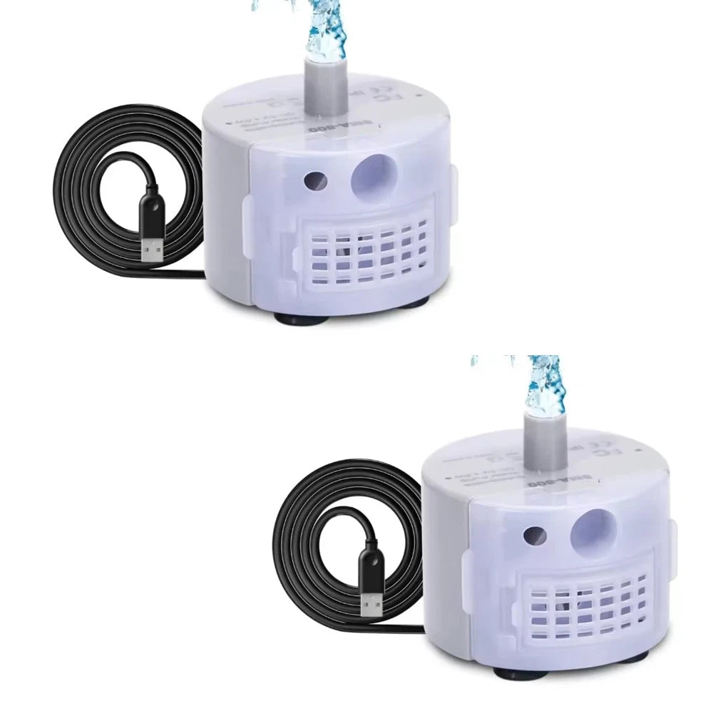 2X USB Rechargeable LED Cat Water Dispenser Pump Pet Drinking Fountain