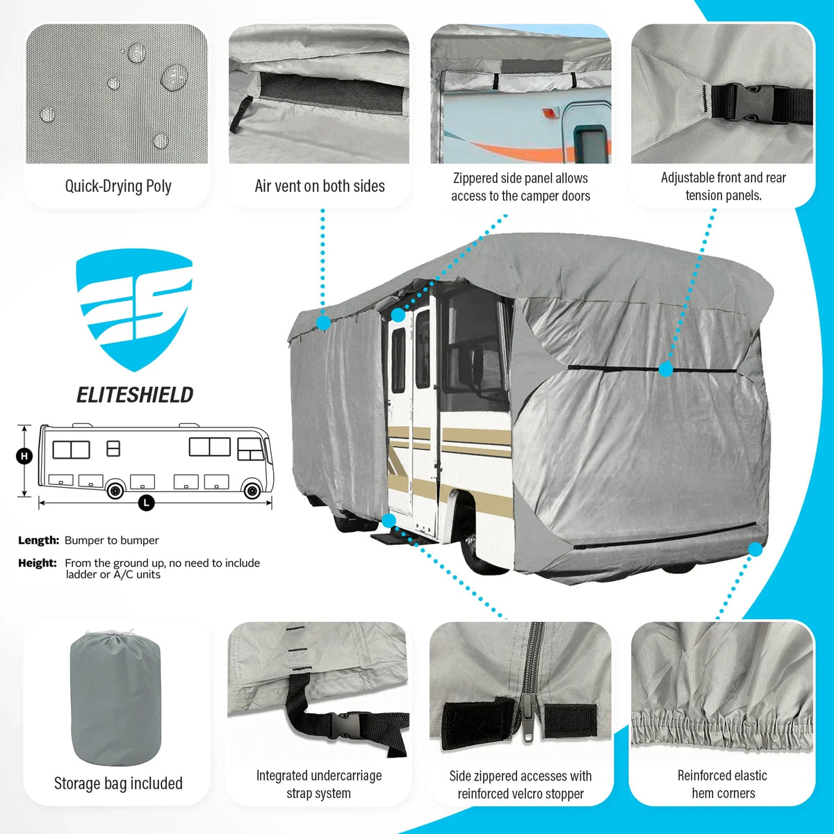 Motorhome Cover for Holiday Rambler Endeavor 38W 38N (Upgraded, Waterproof)