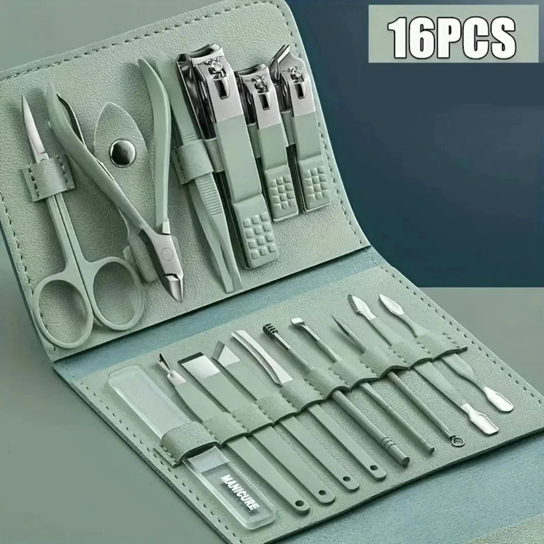 16 Pcs Nail Clippers Set Stainless Steel Manicure Pedicure Tool