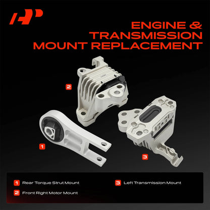 3X Engine Motor & Trans. Mount for Jeep Cherokee (2014–2017) 68192832AC, 68192832AD, 68164710AE, 68224905AD, 68245568AA