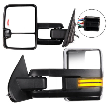 Set of 2 Chrome Power Heated Tow Mirrors for Silverado Sierra (2014–2018)