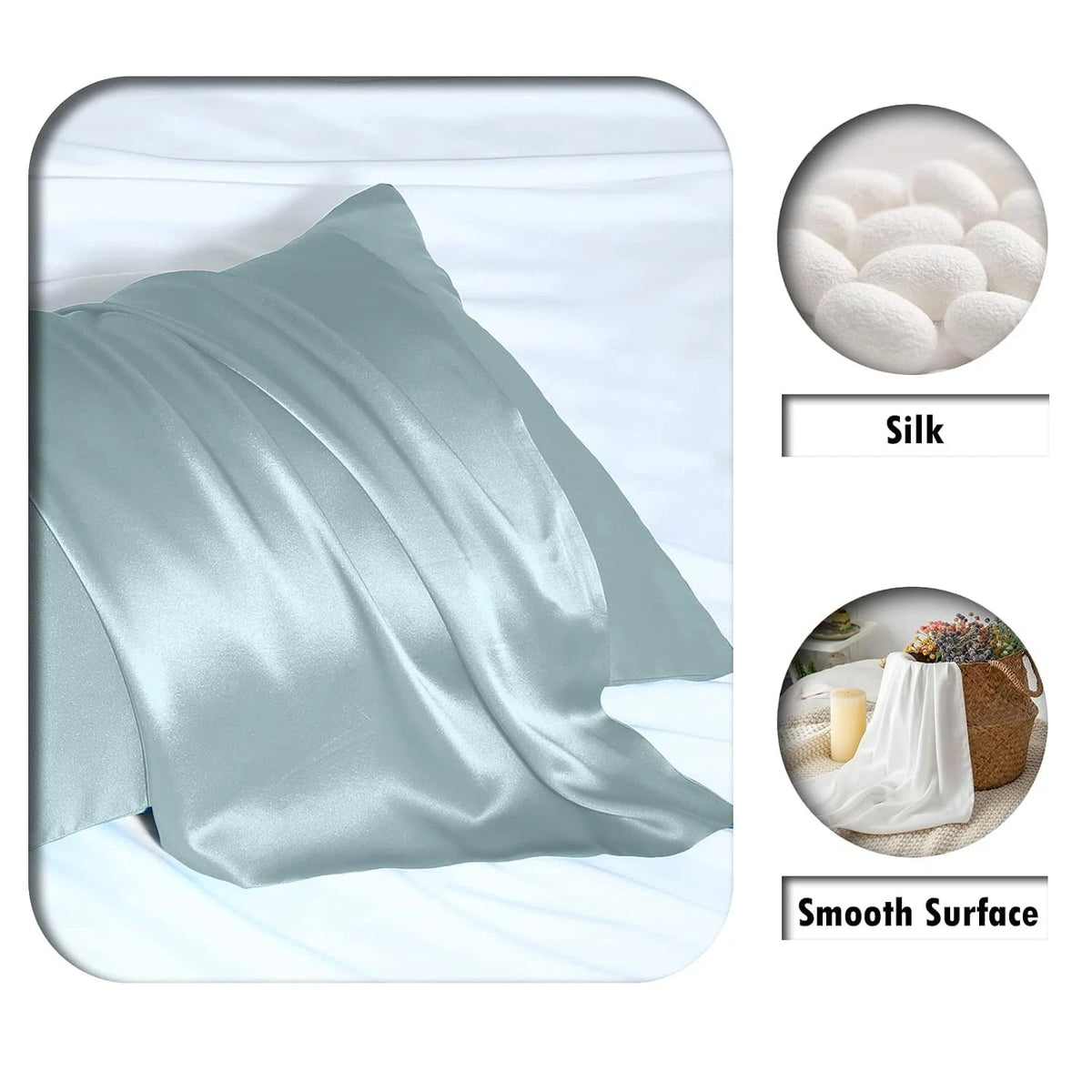 Mulberry Silk Pillowcase Standard Size 20x26 for Hair & Skin