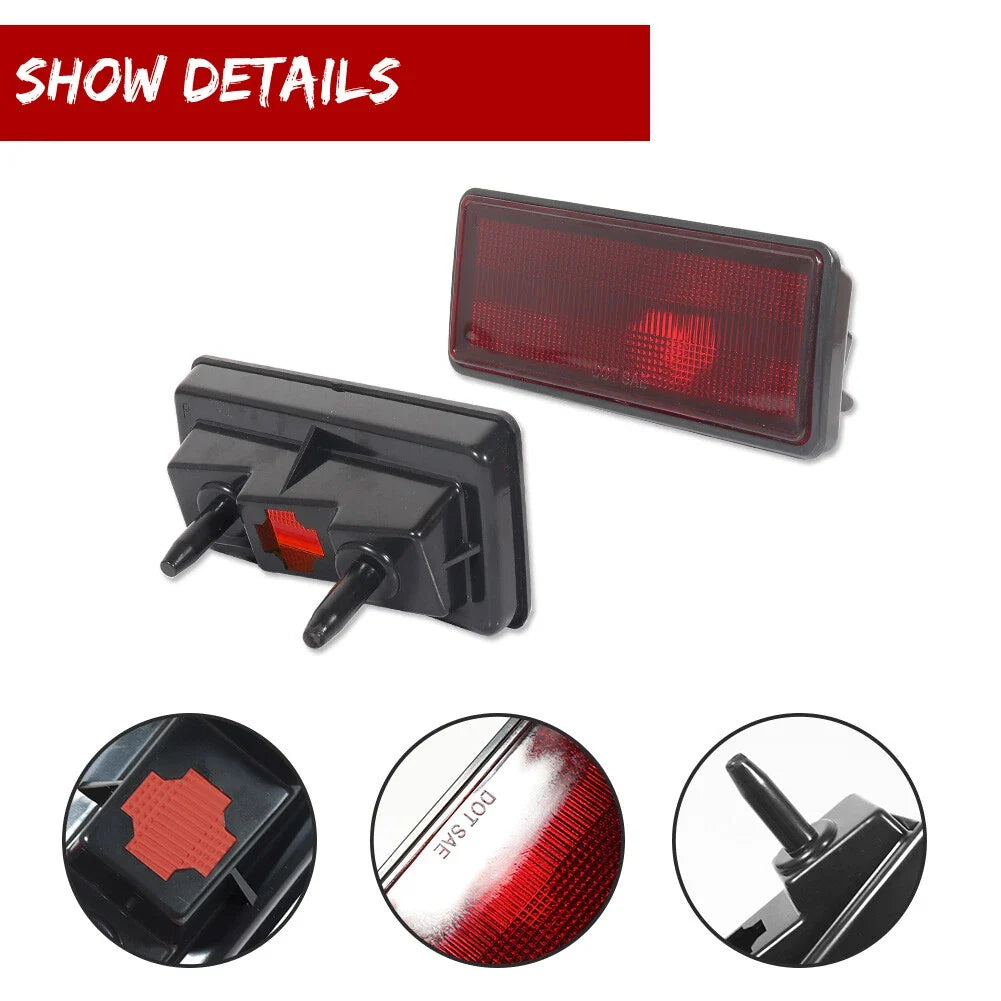 2X Red Lens Rear Bumper Side Marker Lights for Chevy Corvette C3 (1974–1979)