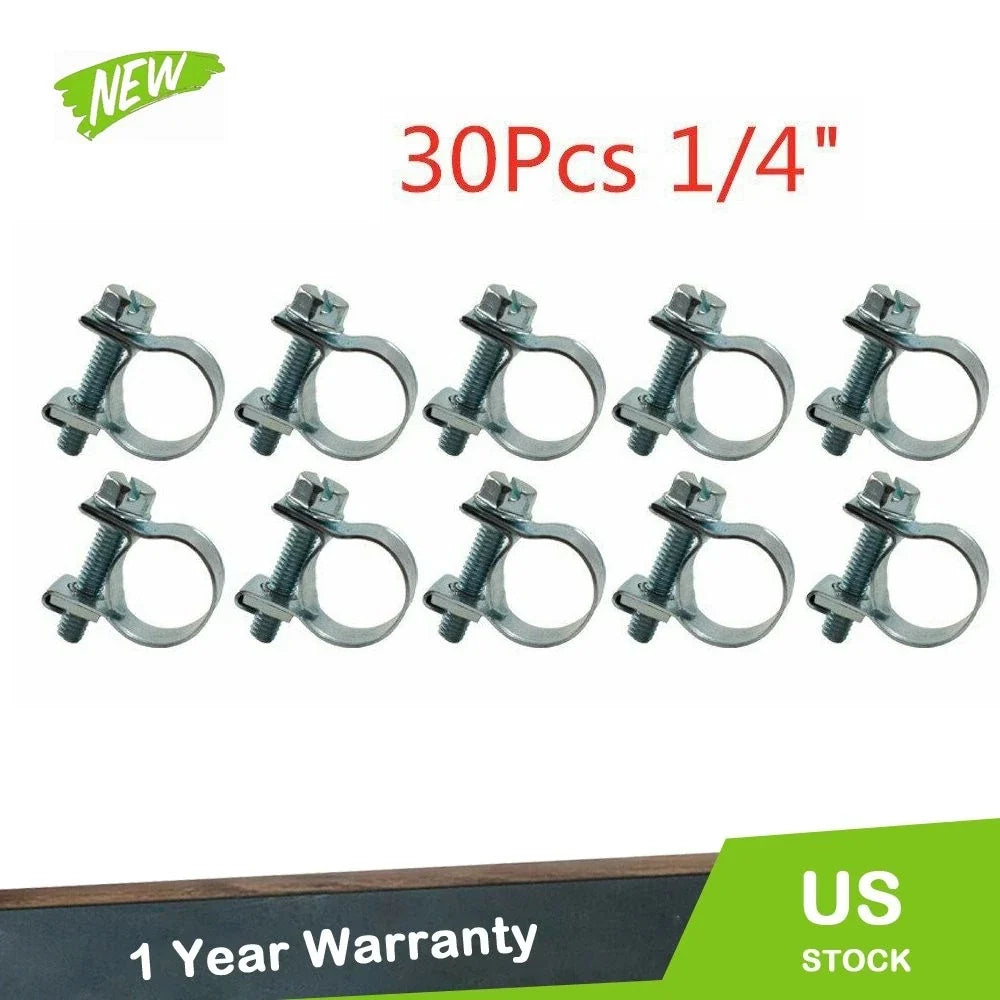 30 Pcs 1/4" Fuel Injection Gas Line Hose Clamps for (US)