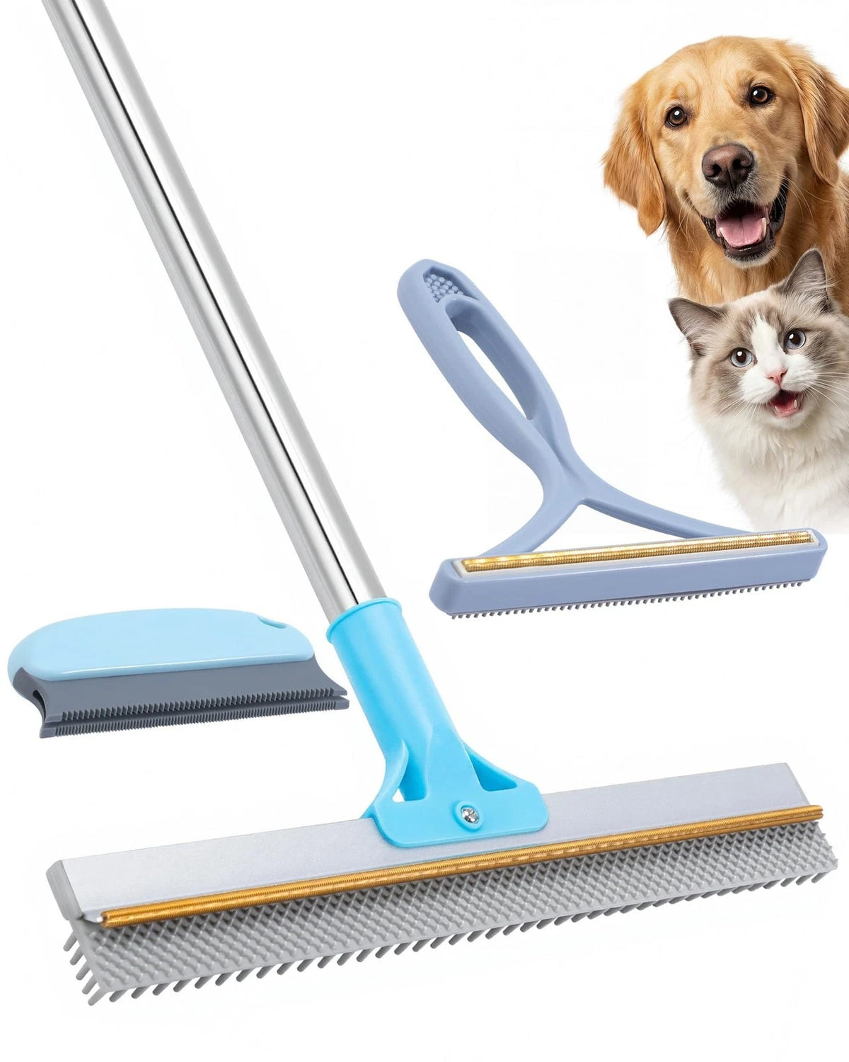Pet Hair Remover Carpet Rake for Adjustable Handle (54 Inch)