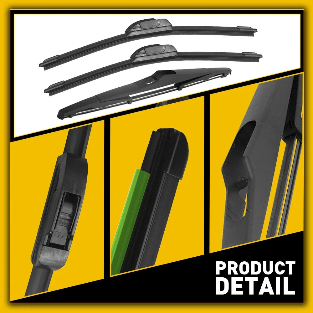 Set of 3 Windshield Wiper Blades for Jeep JK Wrangler (2007–2018)