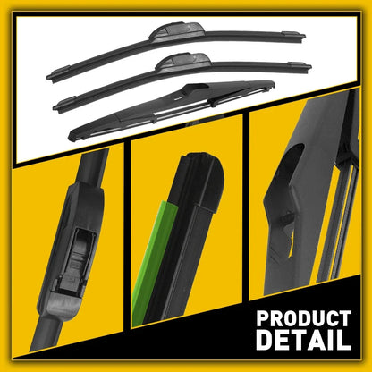 Set of 3 Windshield Wiper Blades for Jeep JK Wrangler (2007–2018)