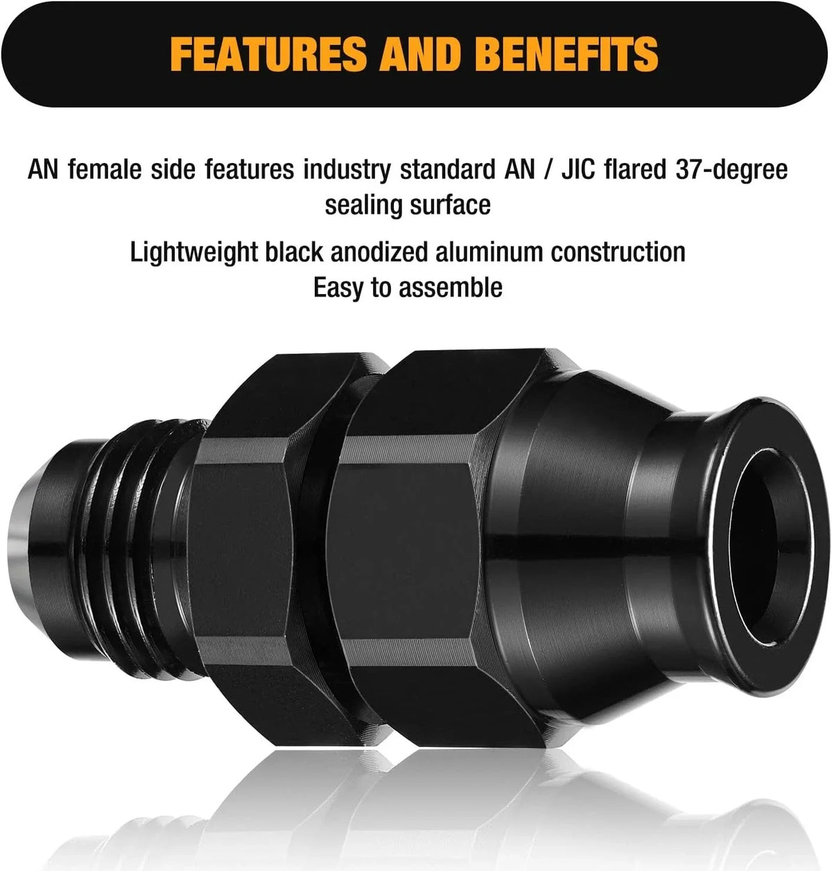 6AN Male to 3/8" Hardline Fitting Aluminum Fuel Hose Adapter for Auto
