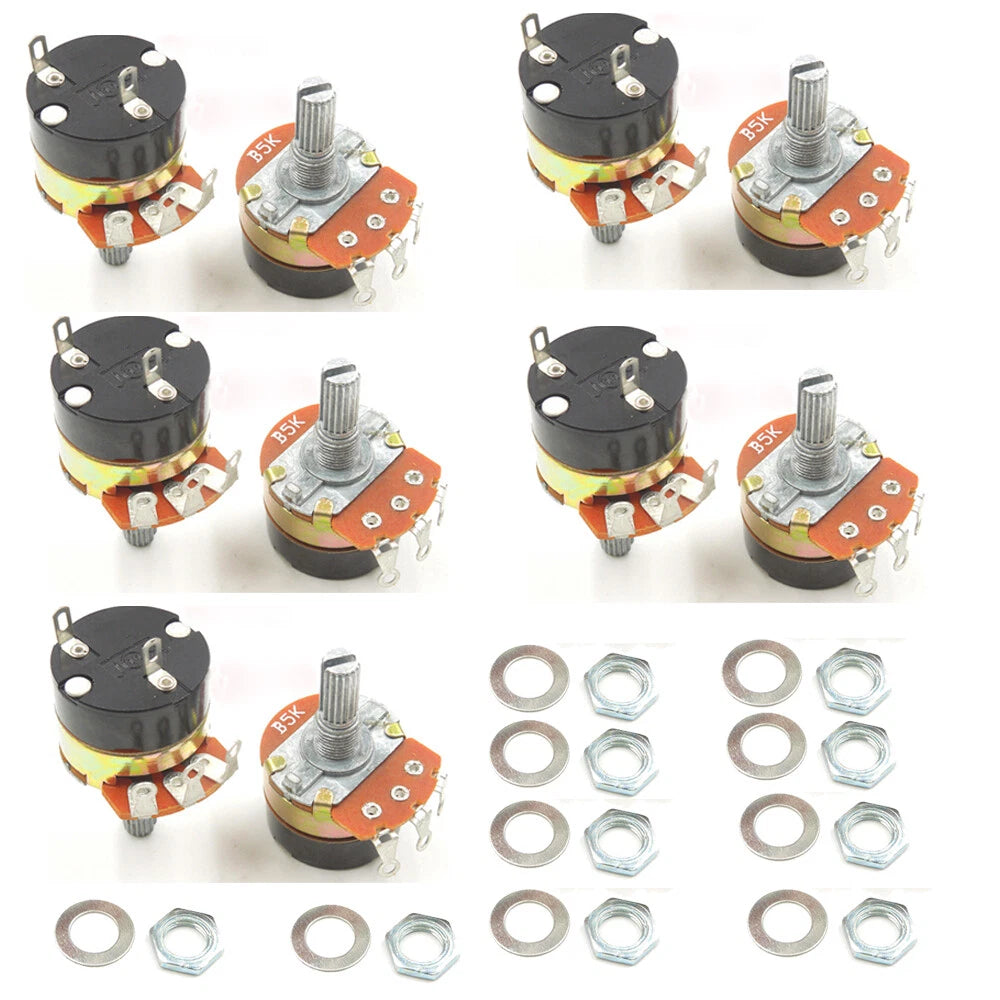 10PC Rotary Linear Potentiometer with SPST Switch, 5K Ohm