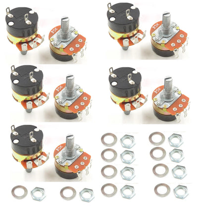 10PC Rotary Linear Potentiometer with SPST Switch, 5K Ohm