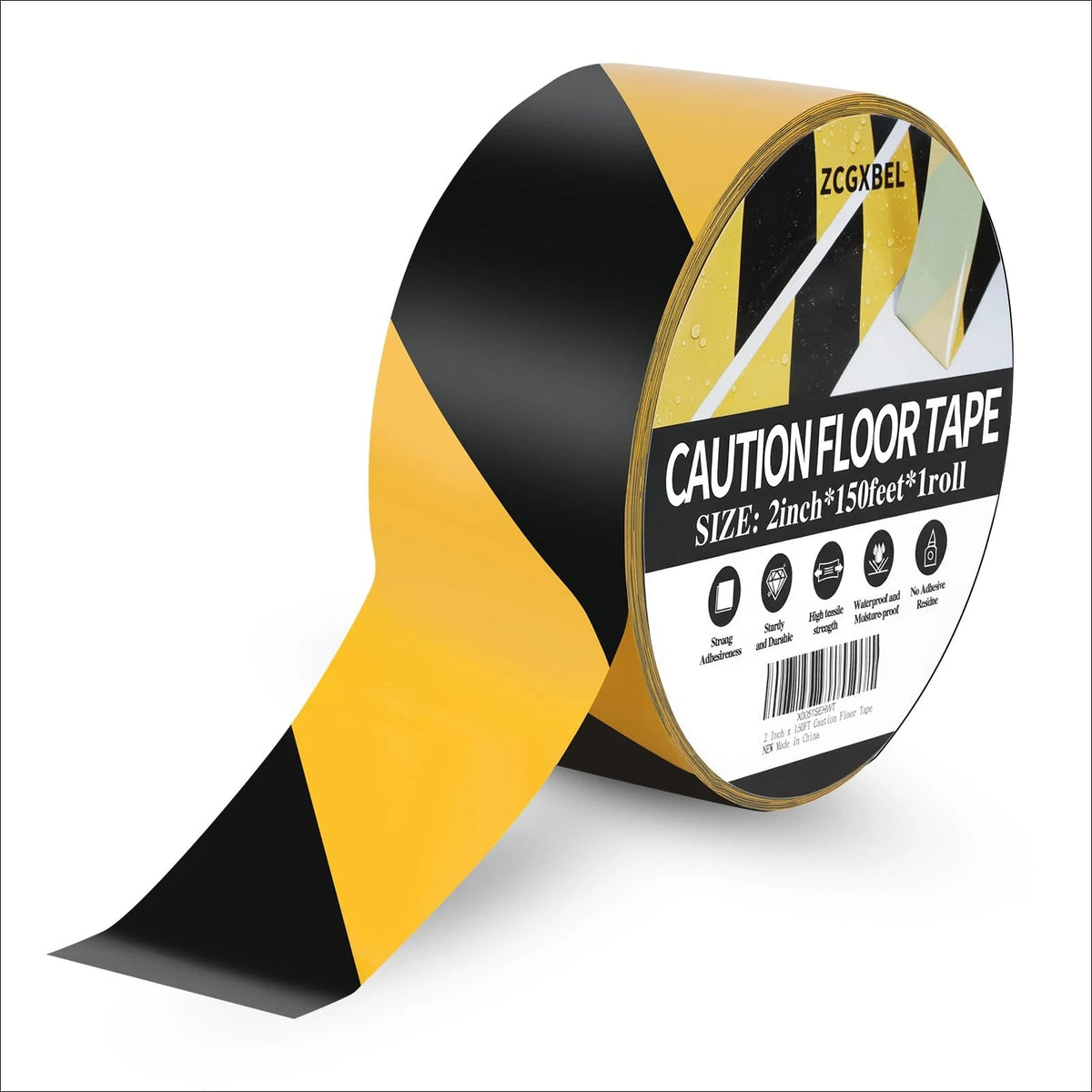 2" x 150ft Black & Yellow Vinyl Tape for Automotive Use