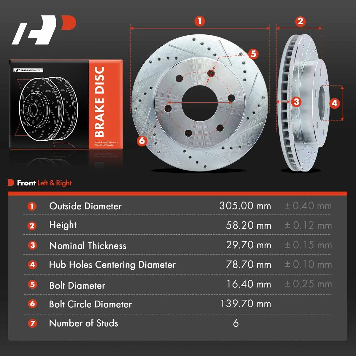 Set of 4 Drilled Brake Rotors for GMC Yukon, Chevy Tahoe (2000–2001)