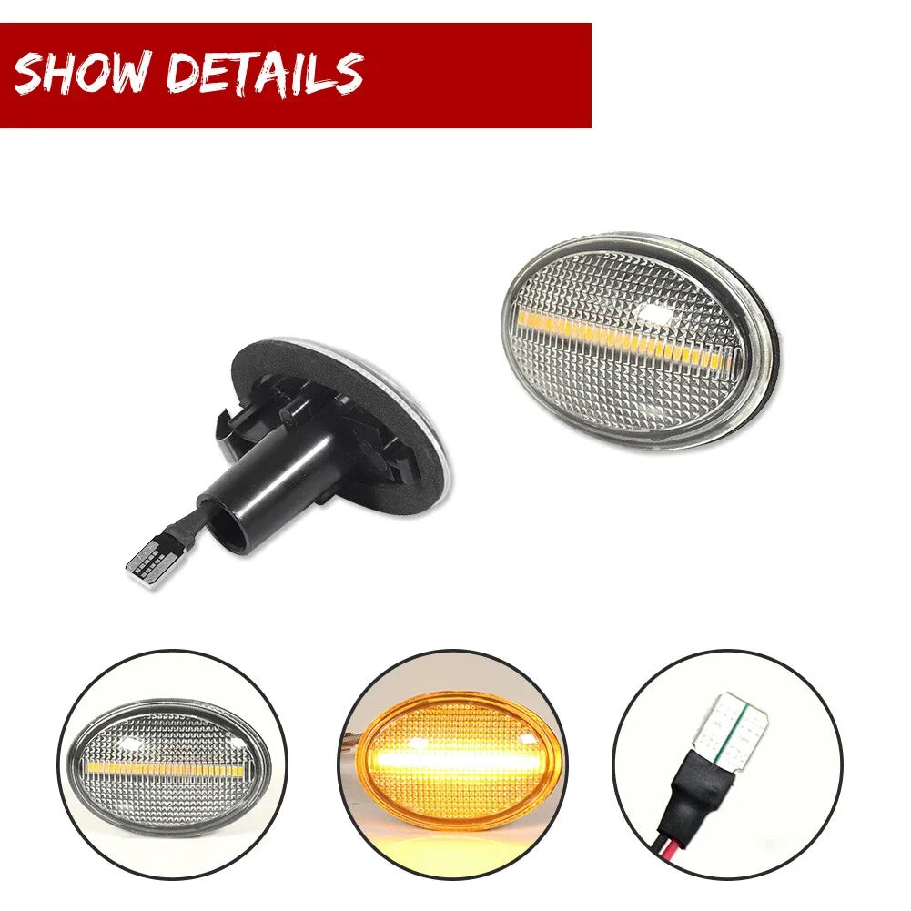 Set of 2 Clear Amber LED Fender Side Marker Lights for MINI Cooper (2007–2016)