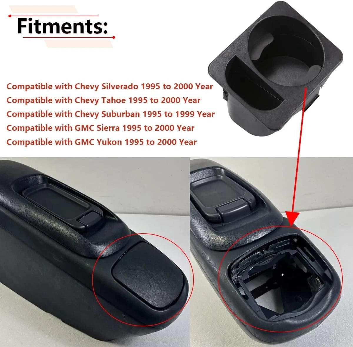 Cup Holder Insert for Chevy Silverado C1500 C2500 C3500 K1500 K2500 (1999–2007)