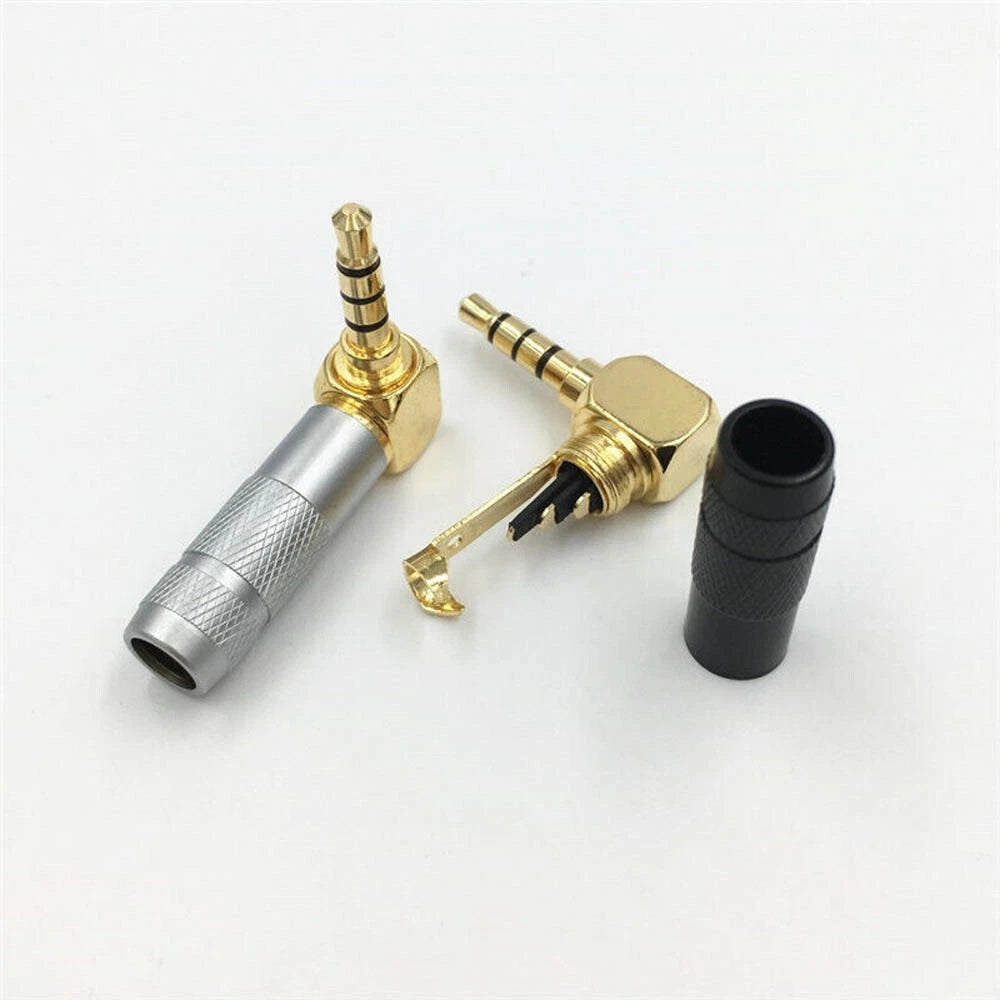 3Pcs 3.5mm Stereo 4 Pole Male Plug 90° Audio Connector for