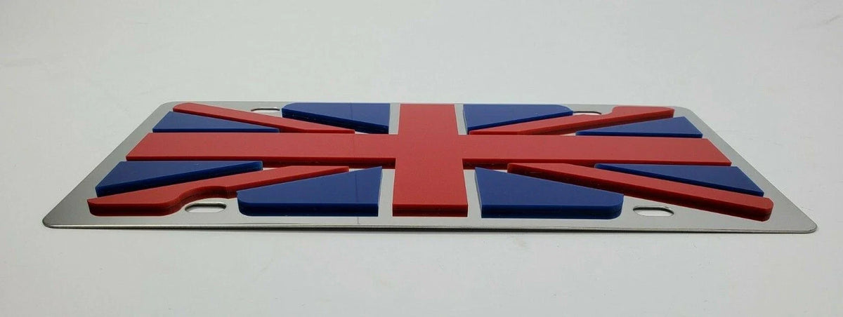 Vanity License Plate Frame with 3D UK Flag for Chrome Great Britain (—)