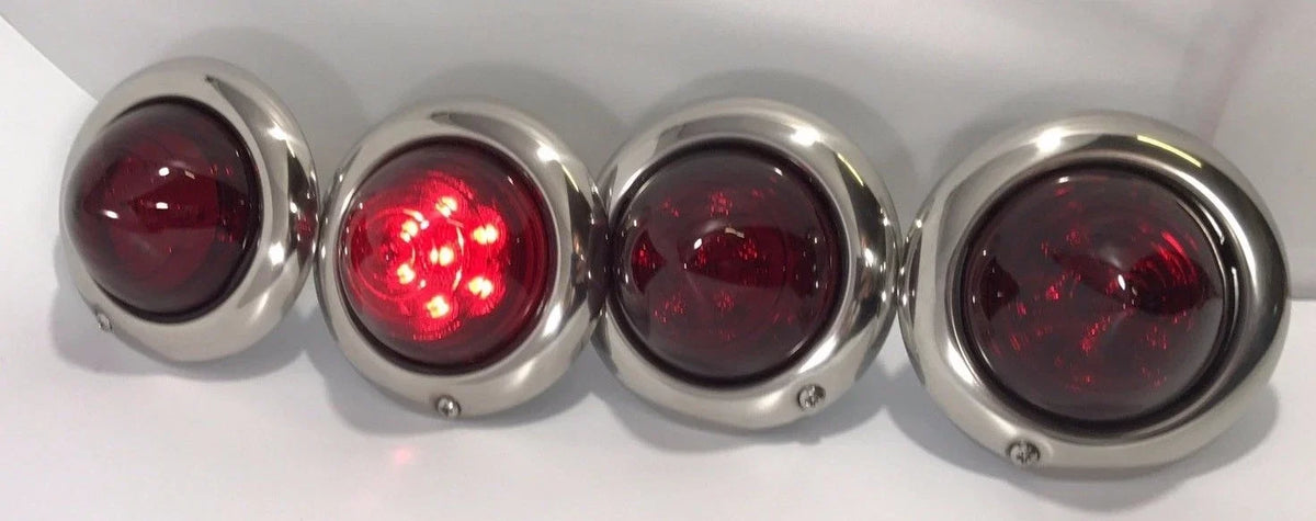 Universal LED Tail Light Stainless Bezel Beehive Glass for Baby Bullet Set 4