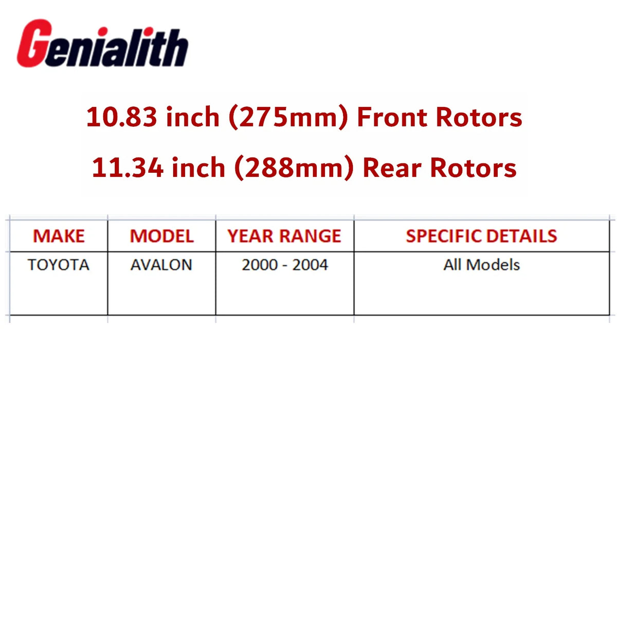 Set of 4 Brake Rotors & Ceramic Brake Pads for Toyota Avalon (2000–2004)