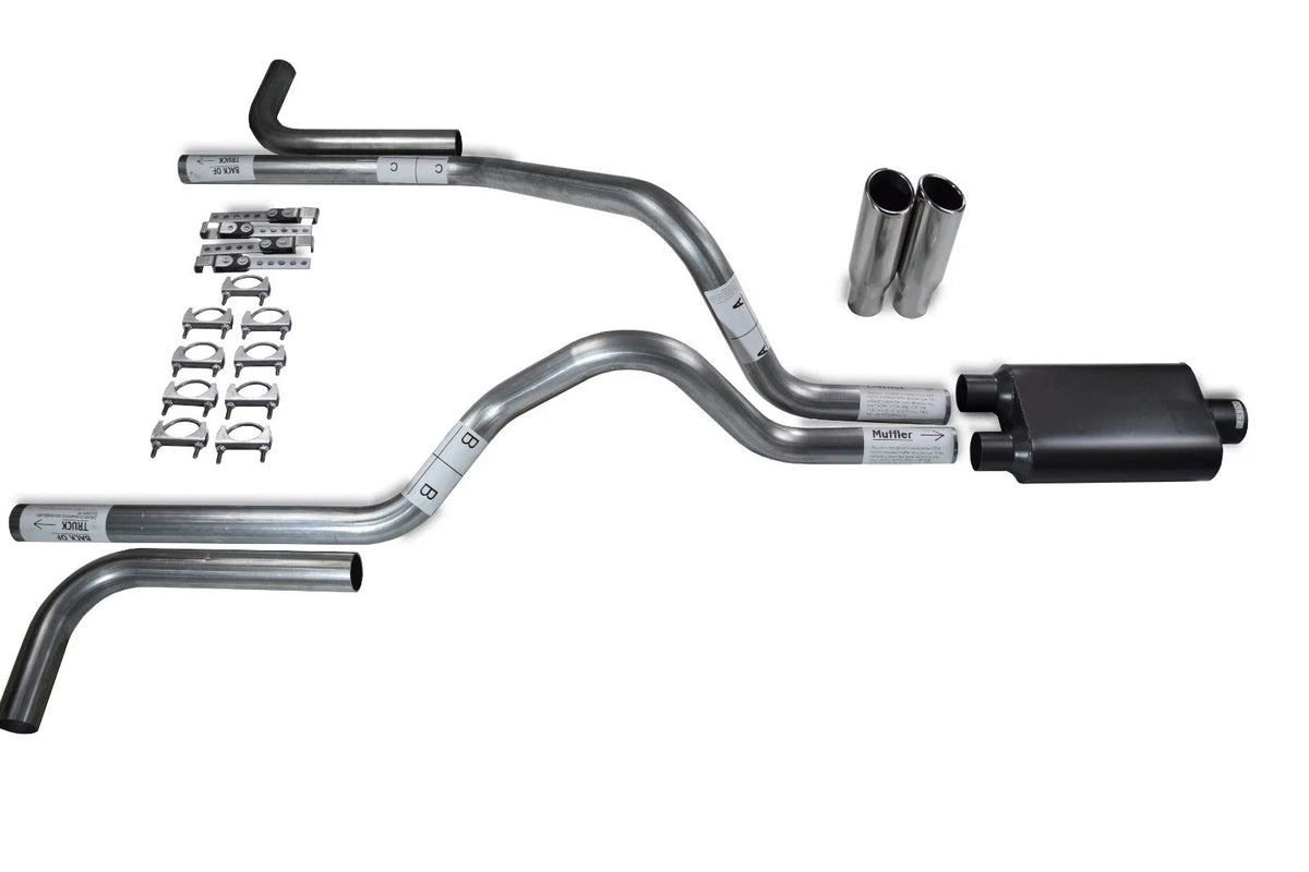 2.5" Dual Exhaust Kit for Dodge Dakota (1987–1996) - 2 Chamber Muffler, Side Clamp