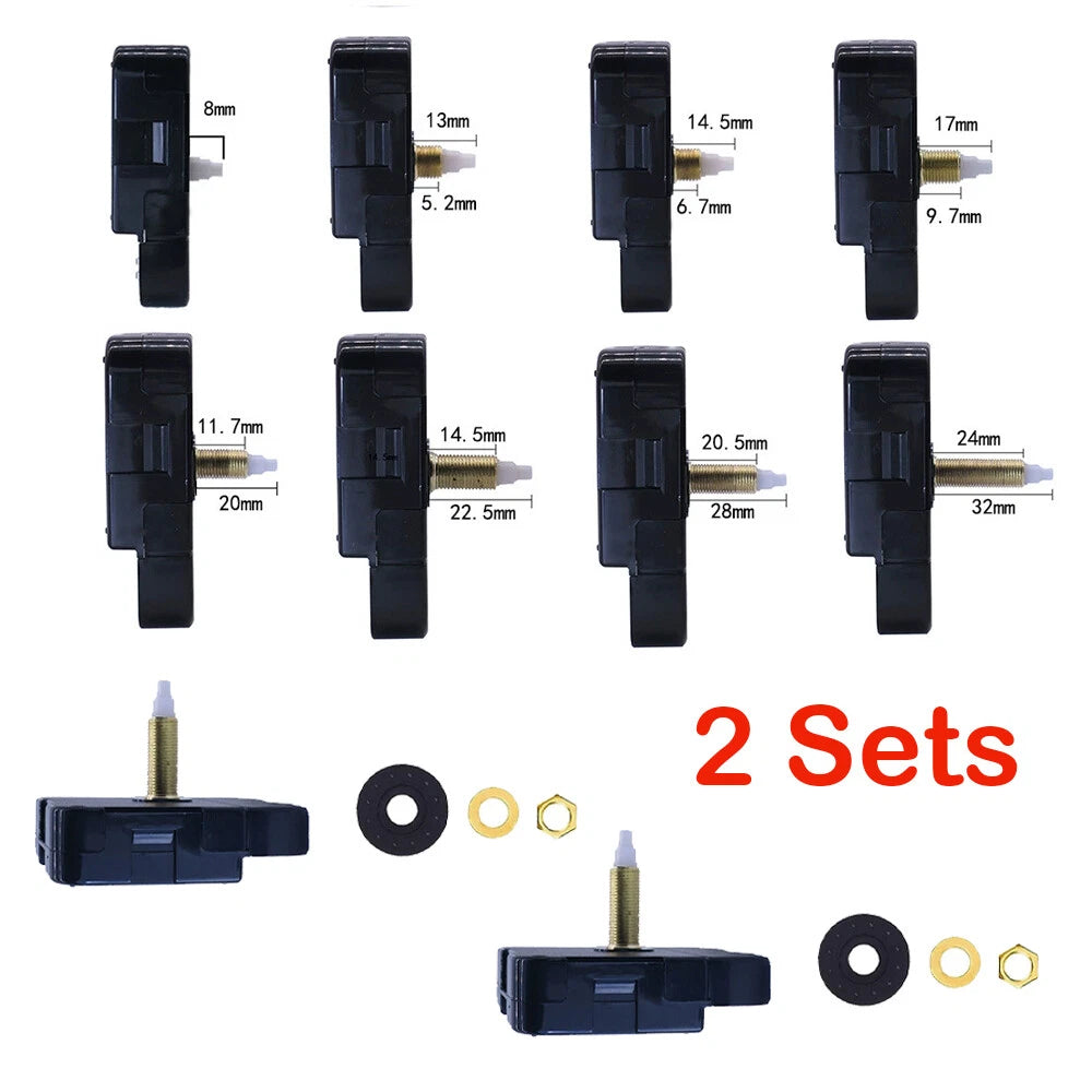 2Pcs Long Shaft Quartz Clock Movement Mechanism Replacement for HR1688