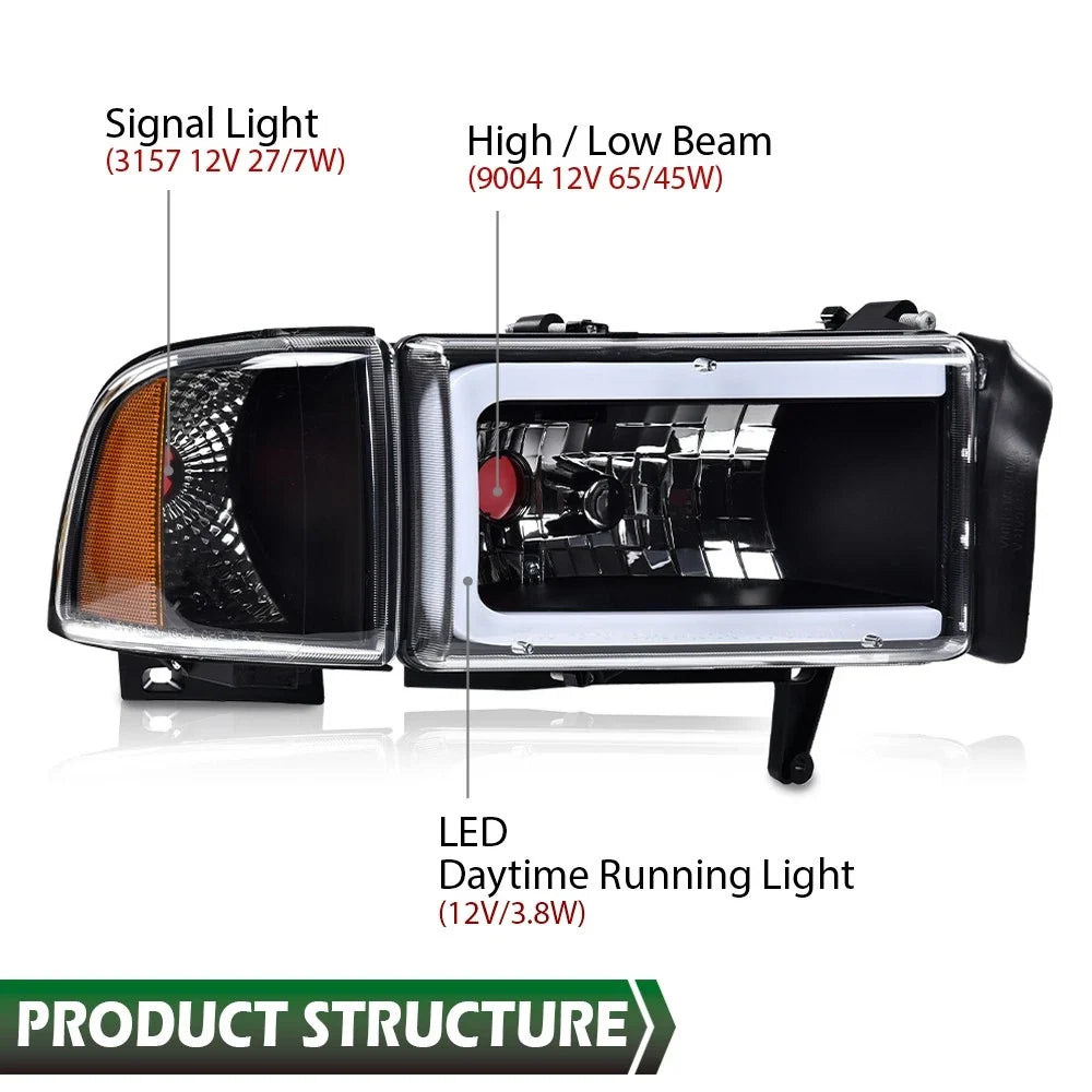 Set of 2 LED DRL Headlight Corner Lamps for Dodge Ram 1500 2500 3500
