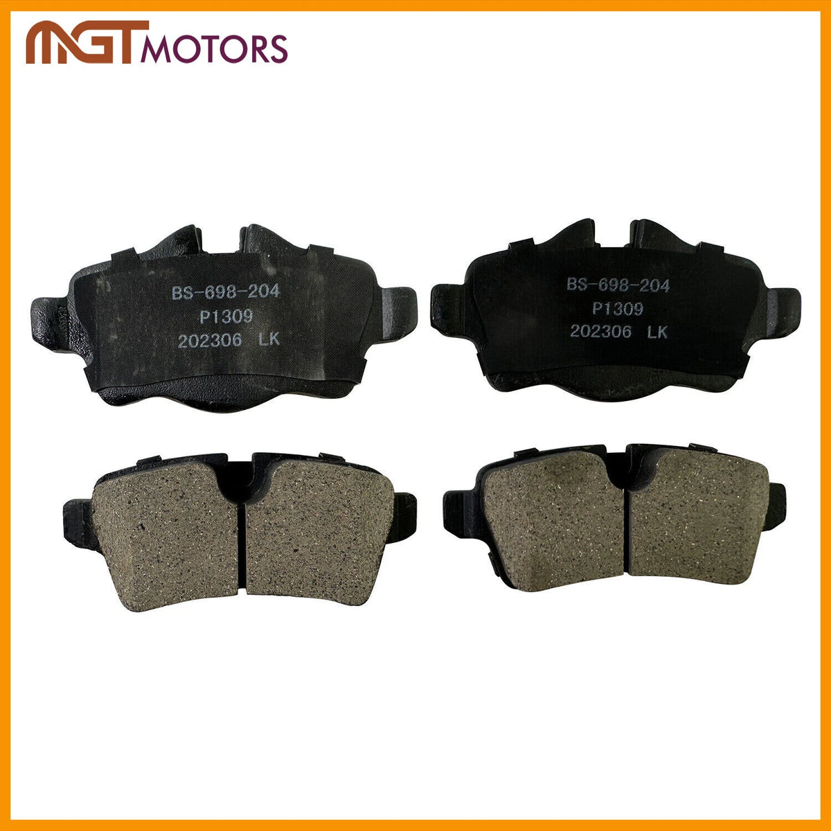 Set of 4 Rear Ceramic Brake Pads for Mini Cooper (2007–2015) P-1309, 1309