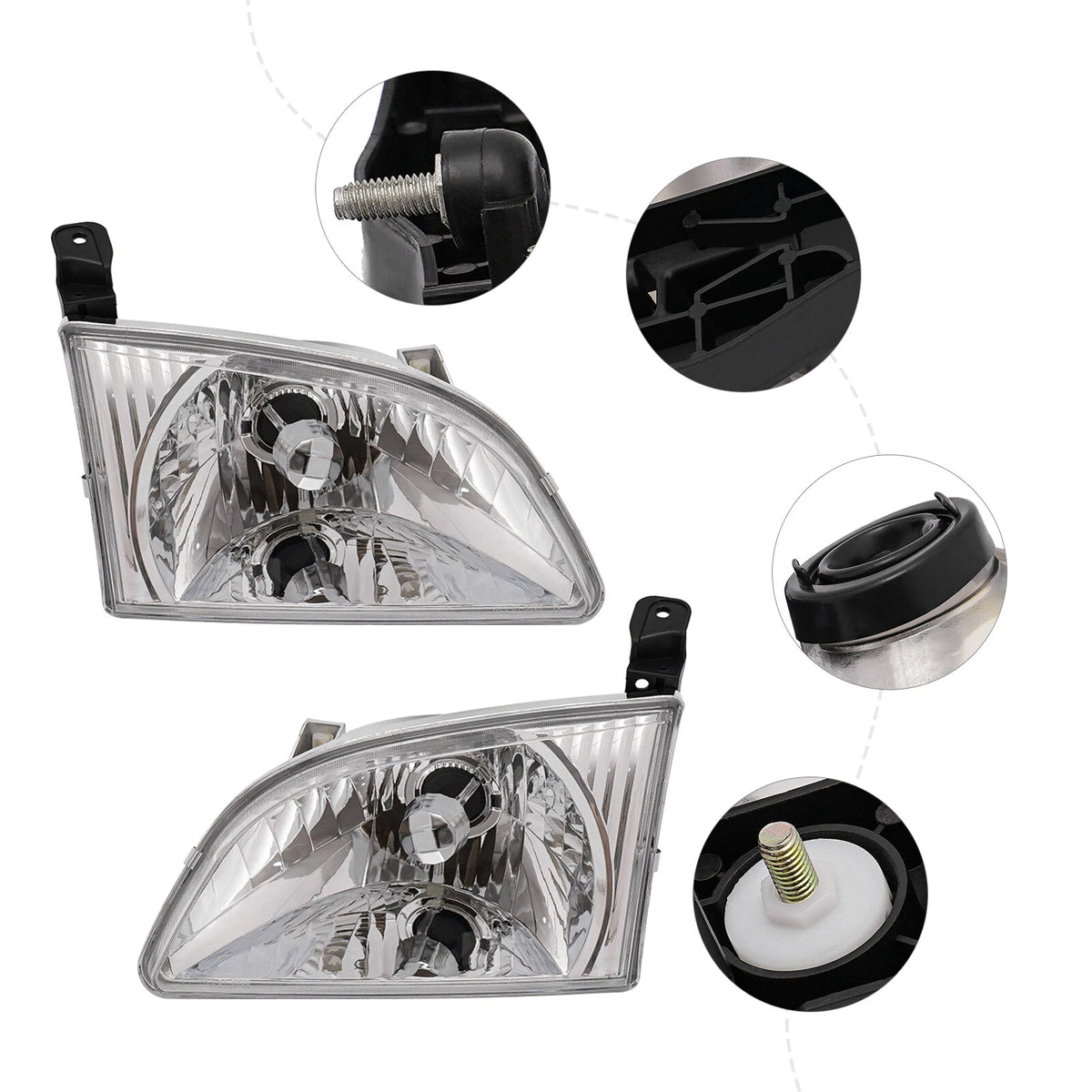 Headlight Assembly Pair for Toyota Sienna (2001–2003) 8115008020, TO2502135