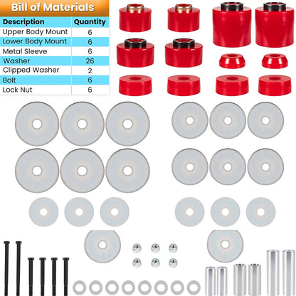 4X Polyurethane Body Cab Mount Bushing Kit for Ford XL XLT XLS (1980–1998)