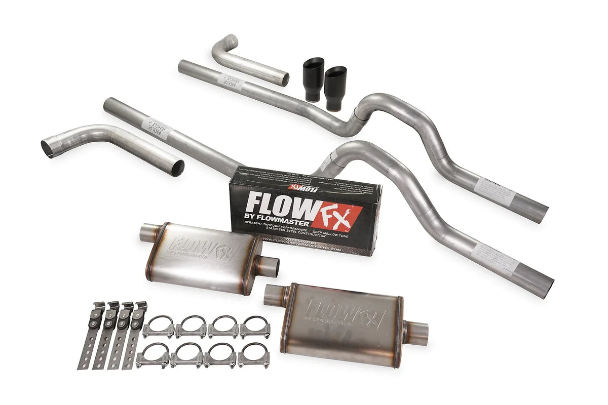 Dual Exhaust Kit 3" for GM C/K 10 1/2 Ton (1981–1987) Flowmaster Flow FX BDW Tip